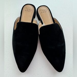 A New Day Black Faux Suede Mules Size 7